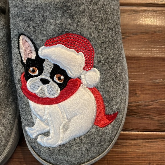 Kooba Boston Terrier Frenchie Holiday Slippers Size S (5-6) - Picture 3 of 6